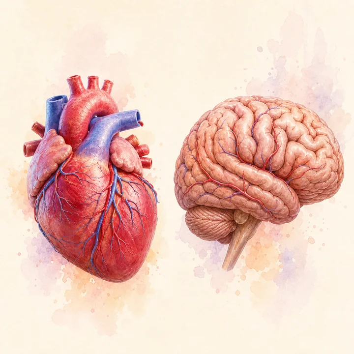 So sánh giải phẫu Tim so với não